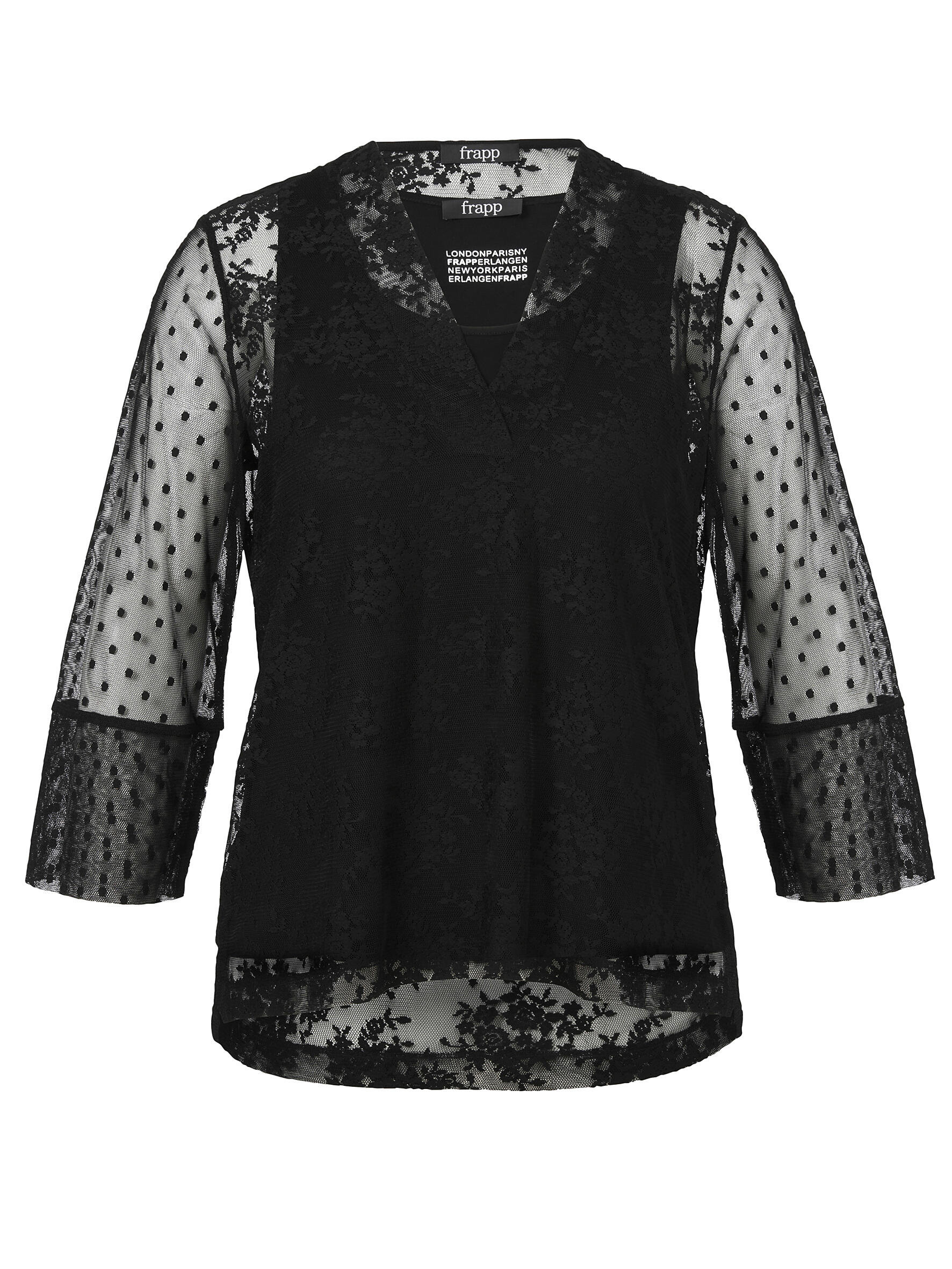 Frapp - T-Shirt V-Ausschnitt 3/4 Arm black - Gr. - 48 von Frapp