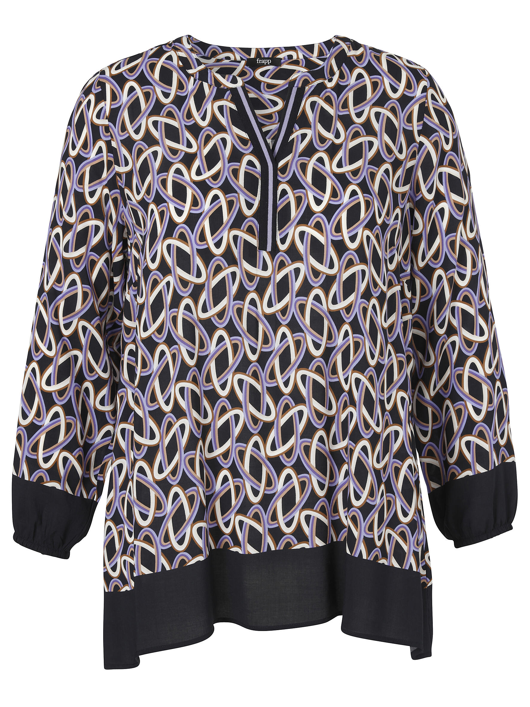 Frapp - Tunika V-Ausschnitt 1/1 Arm Druck navy multicolor - Gr. - 44 von Frapp