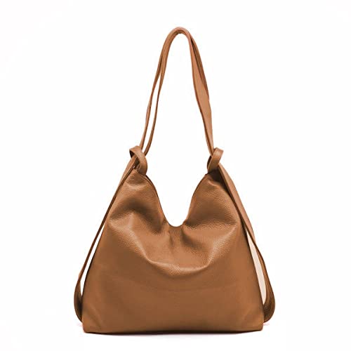 FrasiBags Schultertasche umwandelbar in Rucksack aus echtem Leder, 2-in-1-Rucksack, Damen-Rucksackhandtaschen, Rucksacktasche Damen Made in Italy, Leder, 36.5x36x10.5cm von FrasiBags