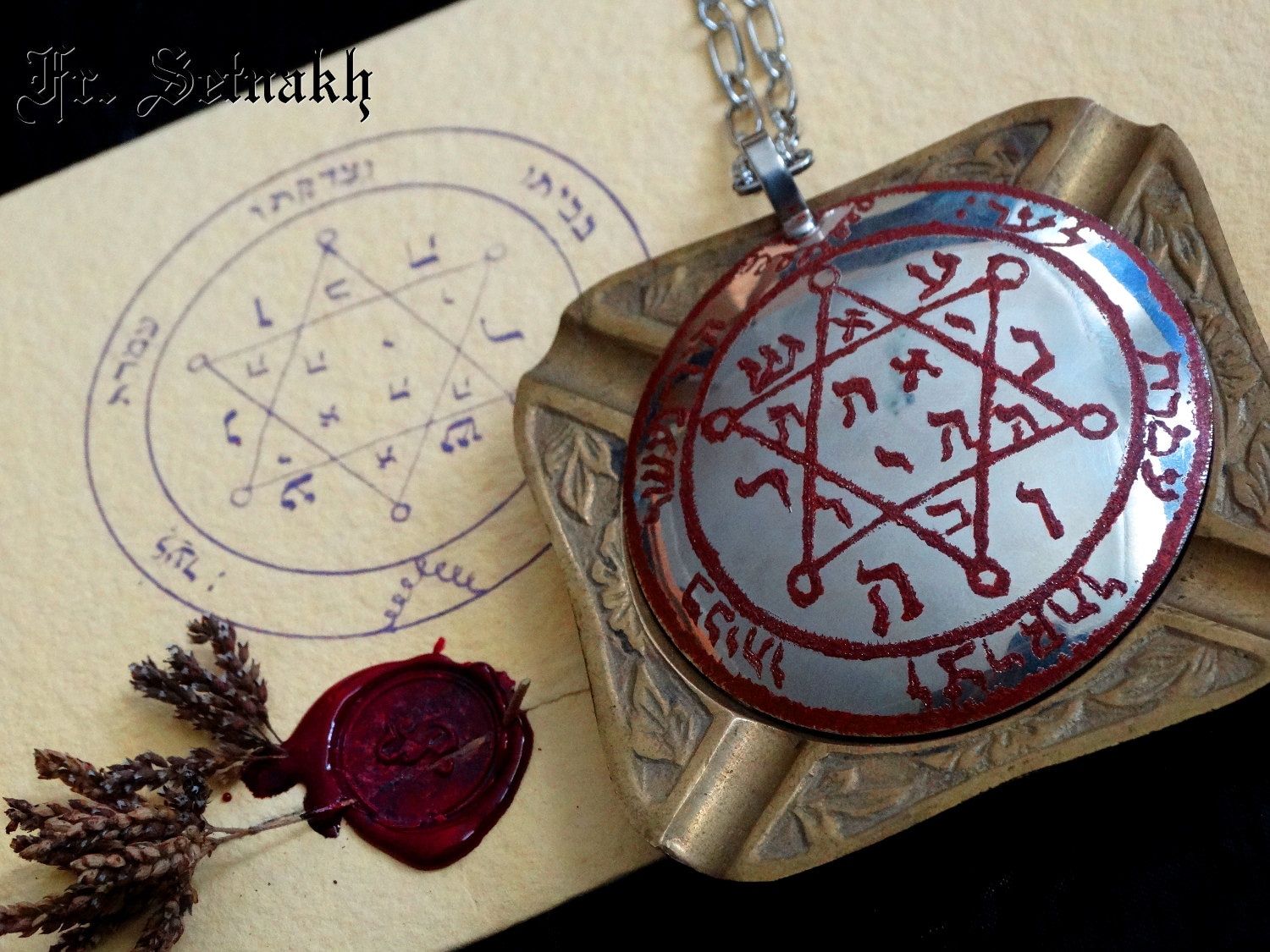 Handgemachtes Solomon Seal Pentakel Medaillon, Okkultes Amulett von FraterSetnakh