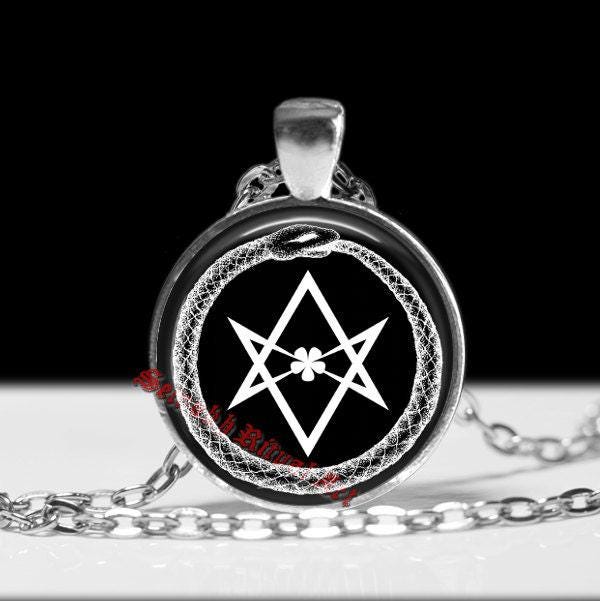 Ouroboros Anhänger, Hexagramm Thelema Schmuck, Schlangenkette, Okkulter Crowley Halskette #28B von FraterSetnakh