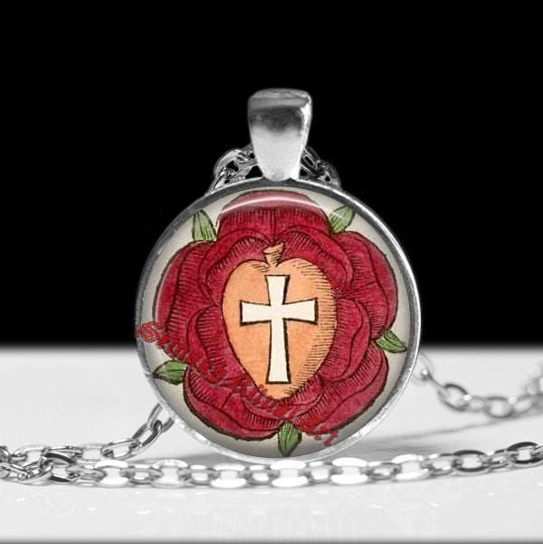 Rosenkreuzer Anhänger Rose, Kreuz Anhänger, Rosenkreuz Okkulter Schmuck, #257 von FraterSetnakh