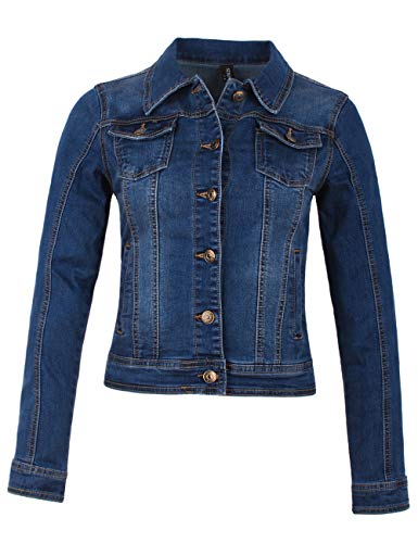 Fraternel Damen Jacke Jeansjacke Denim Jacket talliert Stretch Blau 3XL / 46 von Fraternel