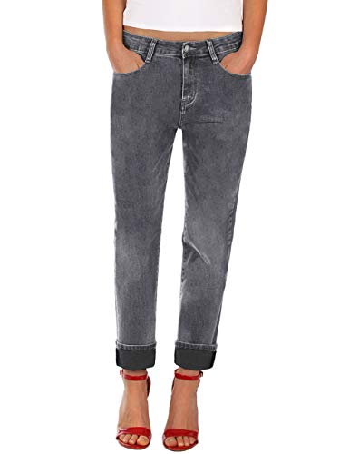 Fraternel Damen Jeans Hose Boyfriend Baggy Stretch Relaxed Grau L von Fraternel