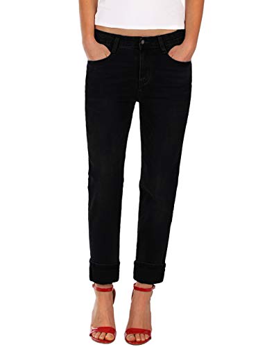 Fraternel Damen Jeans Hose Boyfriend Baggy Stretch Relaxed Schwarz XS von Fraternel