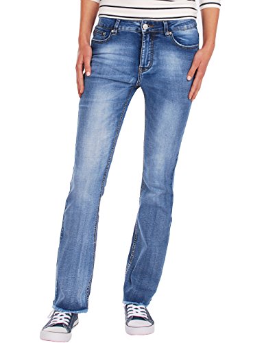 Fraternel Damen Jeans Hose Straight Cut normal Waist Stretch ausgefranst Blau S / 36 - W27 von Fraternel