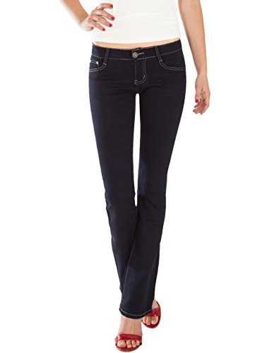 Fraternel Damen Jeans Hosen Bootcut Hüftjeans Schlaghose Dunkelblau XL von Fraternel
