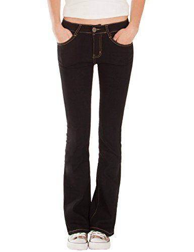 Fraternel Damen Jeans Hose Bootcut normal Waist Stretch Schwarz XL von Fraternel