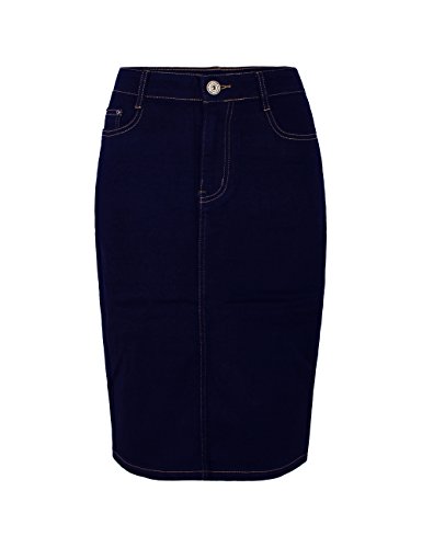 Fraternel Damen Jeans Rock Knielang Bleistift Stretch Blau 38 von Fraternel