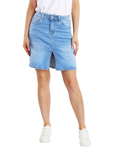 Fraternel Damen Jeans Rock kurz mit Schlitz Bleistift Stretch Hellblau L von Fraternel