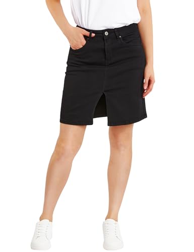 Fraternel Damen Jeans Rock kurz mit Schlitz Bleistift Stretch Schwarz L von Fraternel