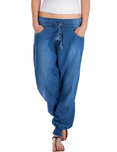 Fraternel Damen Jeans Stoffhose Baggy Pluderhose Haremshose Sarouel Blau 4XL von Fraternel