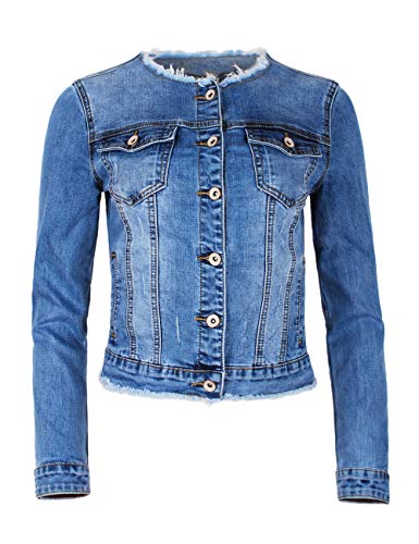 Fraternel Damen Jeansjacke ausgefranst Vintage Stretch Hellblau XL von Fraternel
