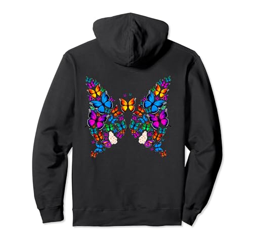 Frau Mädchen Schmetterlinge Gänseblümchen bunt Pullover Hoodie von Frau, Mädchen, Schmetterlings Design