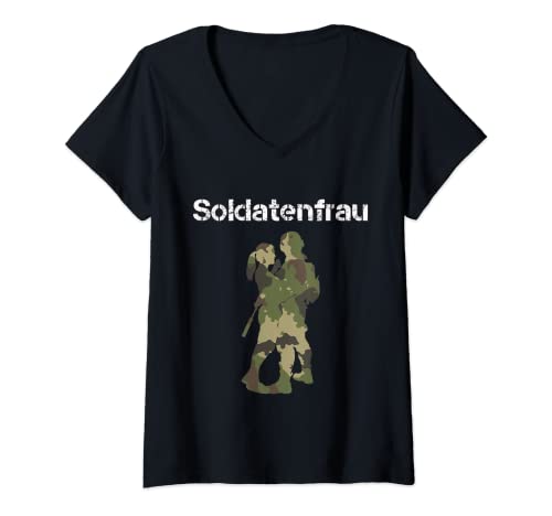 Damen Soldatenfrau Soldaten Geschenk Soldat T-Shirt mit V-Ausschnitt Damen Soldatenfrau Soldaten Geschenk Soldat T-Shirt mit V-Ausschnitt von Frau Ehefrau Bundeswehr design