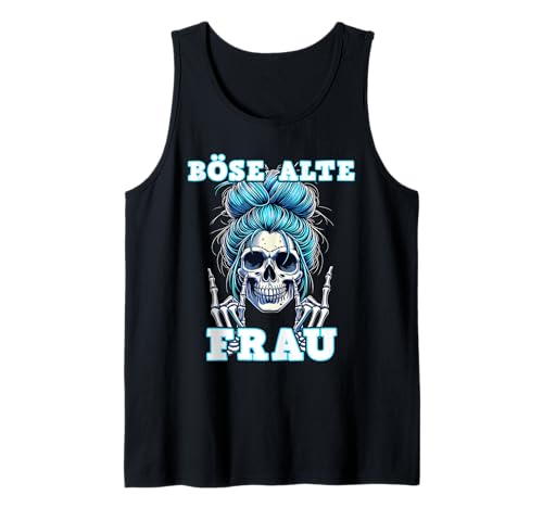 Böse alte Frau Mädchen Pommesgabel Schädel Sarkasmus Ironie Tank Top von Frau Mädchen Biker Tattoo Böse alte Frau Motorrad