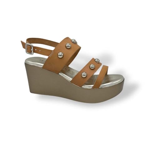 Frau Damen Schuhe 88N5 Sandalen mit Keilabsatz mit Lederfußbett, braun, 35 EU Frau Damen Schuhe 88N5 Sandalen mit Keilabsatz mit Lederfußbett, braun, 35 EU von Frau