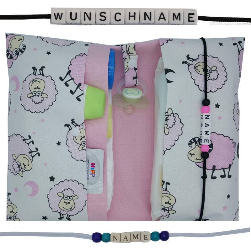 Große Windeltasche Mit Namen Wickeltasche Zwillinge Tier Schafe Widder Windeletui Geschenk Geburt Baby Unterwegs Mädchen Personalisiert Else von FrauElse