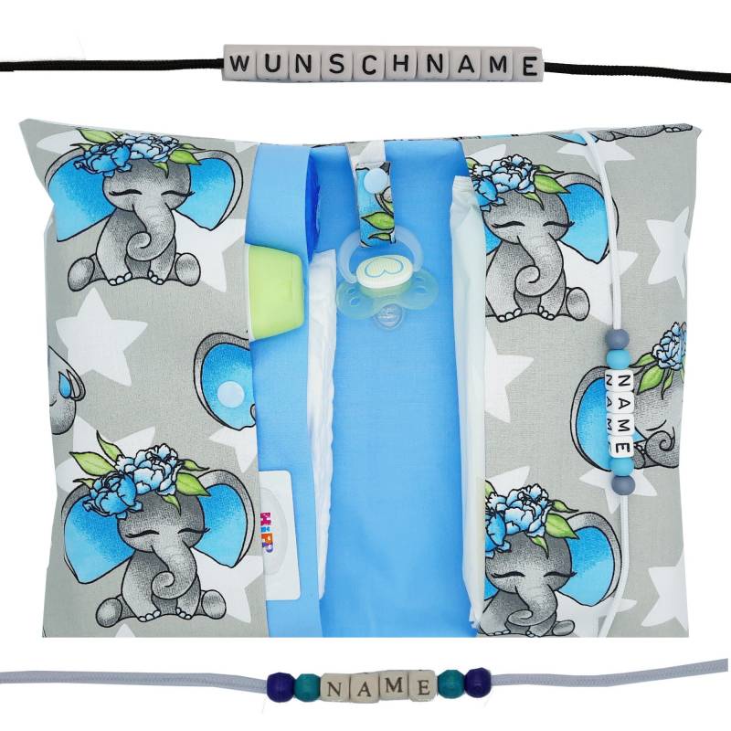 Windeltasche Mit Name To Go Wickeltasche Xl Tier Elefant Zoo Zwillinge Viele Fächer Windeletui Baby Unterwegs Junge Personalisiert Frau Else von FrauElse