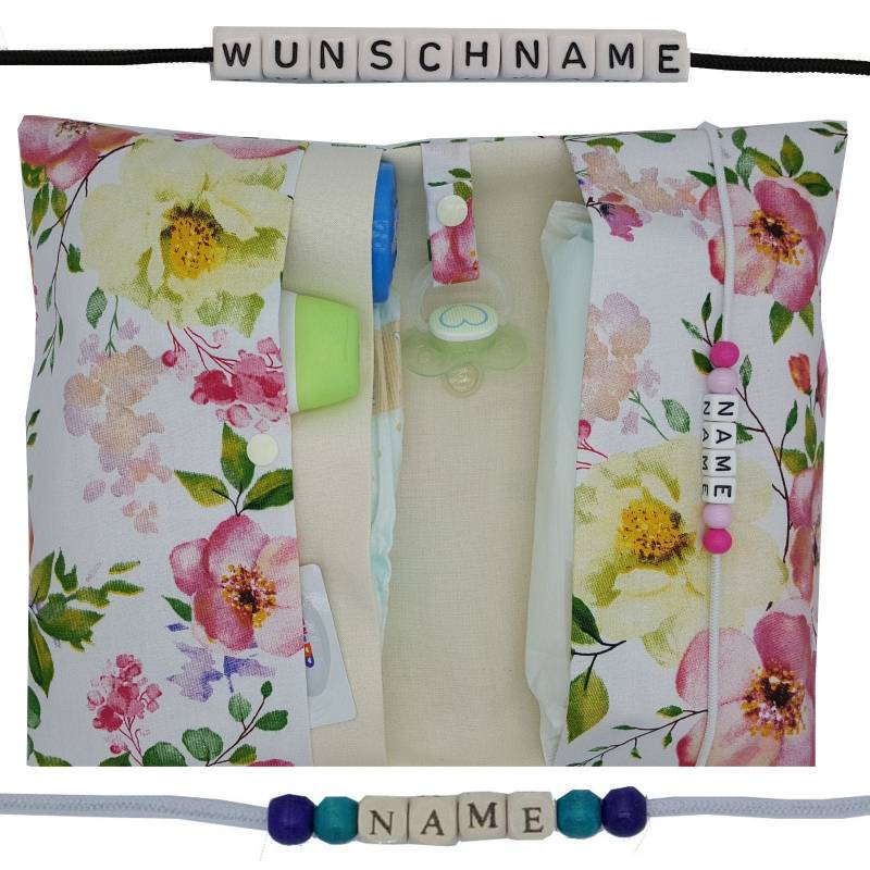 Windeltasche Mit Name To Go Wickeltasche Xxl Blüte Ranke Zwillinge Windeletui Geschenk Geburt Baby Taufe Unterwegs Mädchen Personalisierbar von FrauElse