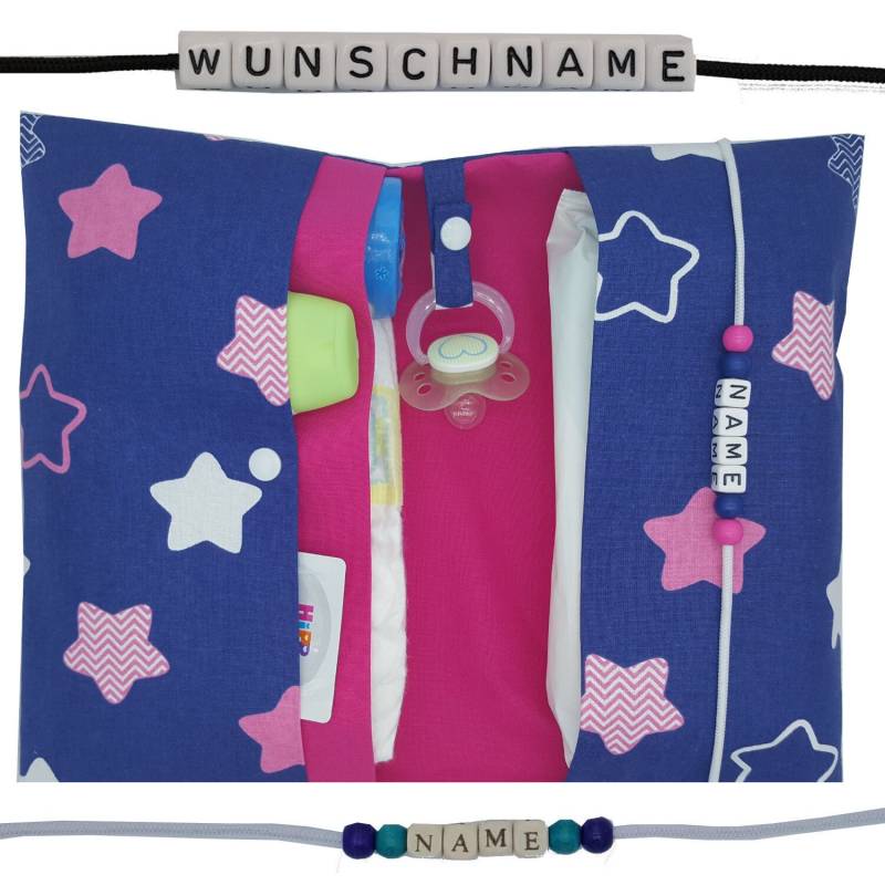 Windeltasche Mit Name Wickeltasche Xxl Sterne Zwillinge Windeletui Geschenk Geburt Taufe Baby Unterwegs Mädchen Personalisierbar Frau Else von FrauElse
