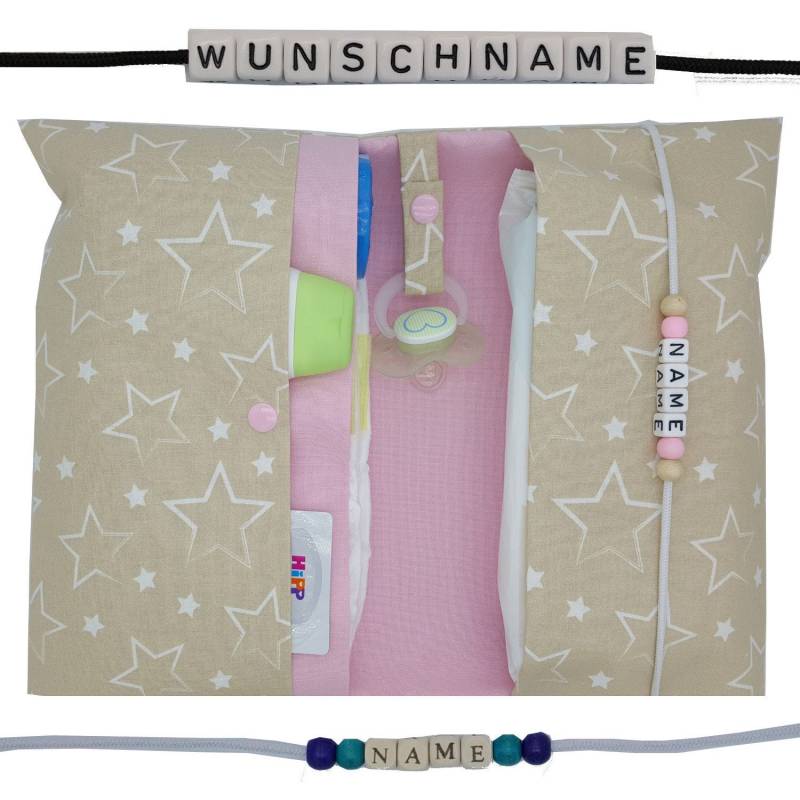 Windeltasche To Go Mit Name Wickeltasche Xxl Zwillinge Sterne Fächer Windeletui Geschenk Baby Geburt Taufe Unterwegs Mädchen Personalisiert von FrauElse