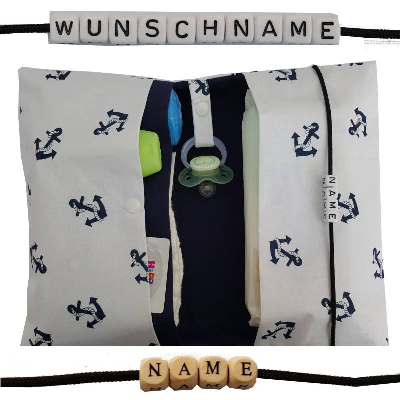 Windeltasche To Go Name Wickeltasche Xxl Anker Maritim Zwillinge Viele Fächer Windeletui Baby Unterwegs Junge Mädchen Personalisiert Else von FrauElse