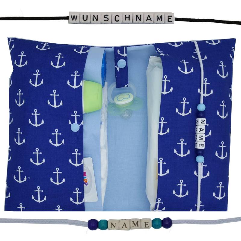 Windeltasche To Go Name Wickeltasche Xxl Anker Maritim Zwillinge Viele Fächer Windeletui Geschenk Baby Geburt Unterwegs Junge Personalisiert von FrauElse