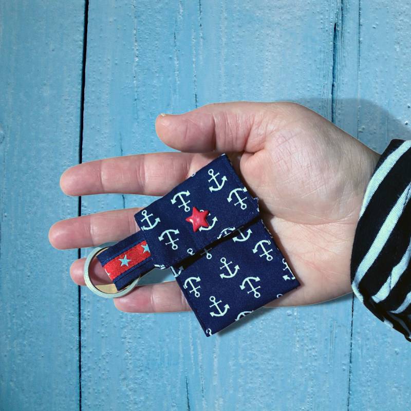 Anker Chiptäschchen, Maritimer Schlüsselanhänger, Dunkelblaue Minitasche von FrauLuther