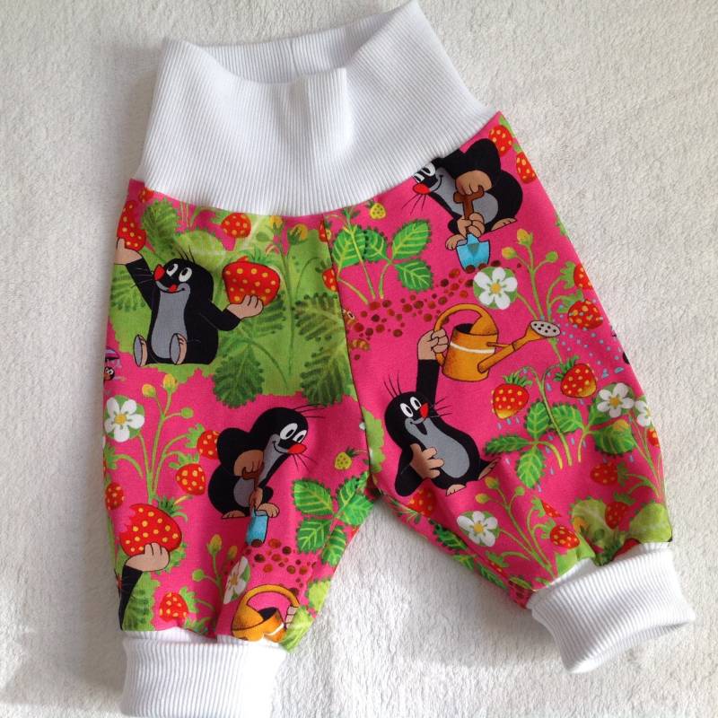 Babyhose Gr. 56 "Pauli - Erdbeerfeld" Pink Mitwachshose Herbst Geschenk Geburt Taufe Ostern Mädchen von FrauMamaHaase