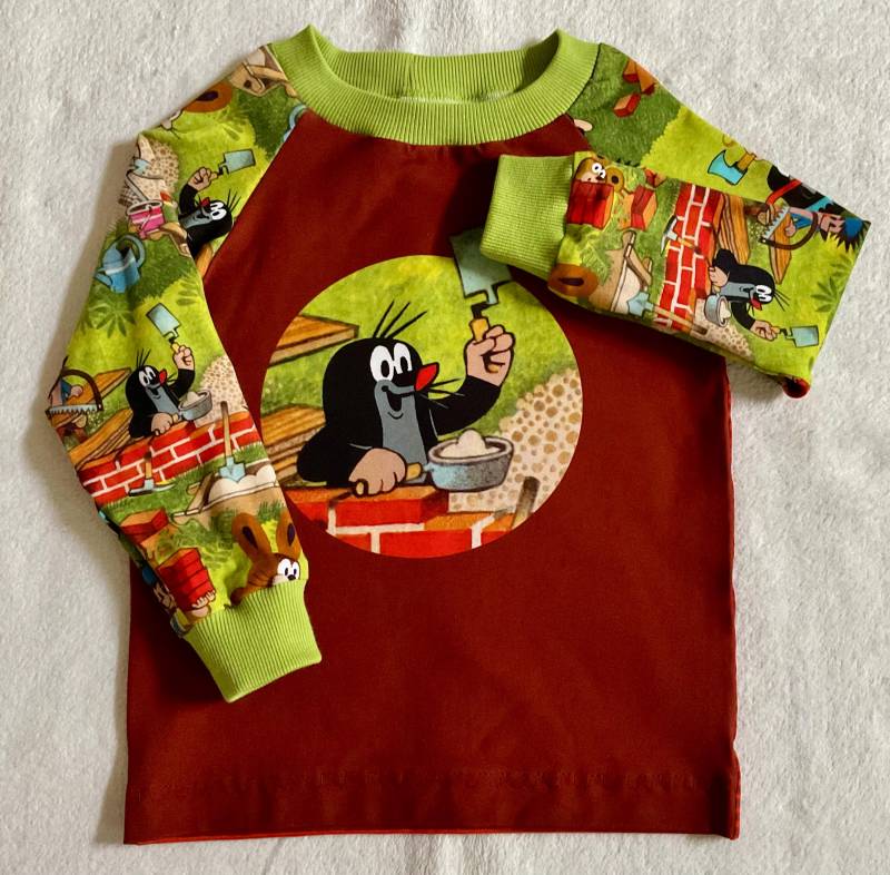 La-Shirt Gr. 104 Kinder Maulwurf Pauli Stein Auf Kindershirt Geschenk Junge Mädchen Streifen Rot Braun Kinderkleidung Geburtstag von FrauMamaHaase