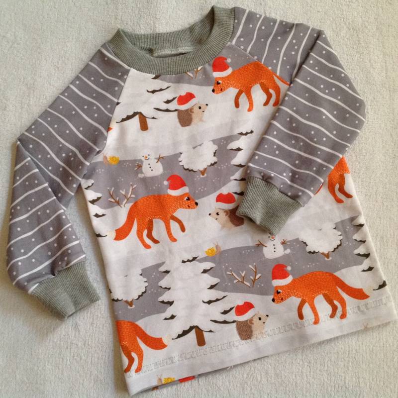 Langarmshirt Kindershirt "Fuchs Und Igel" Winter Grau Orange Longsleeve Pullover Kinder Weihnachten Geschenk Unisex von FrauMamaHaase
