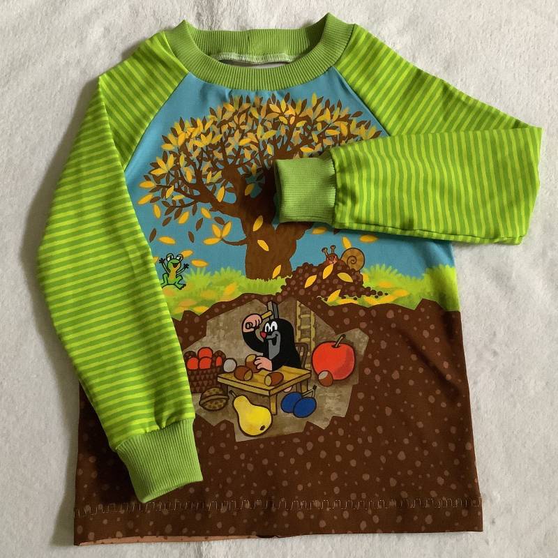 Langarmshirt Maulwurf Herbst Buddelspaß Werkstatt Grün Streifen Longsleeve Kindershirt Geschenk Junge Mädchen Winter Frühling von FrauMamaHaase