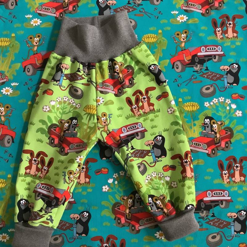 Pumphose 2 Farben "Pauli Und Das Rote Auto" Grün Petrol Babyhose Mitwachshose Tobehose Frühling Sommer Geschenk Geburt Taufe von FrauMamaHaase