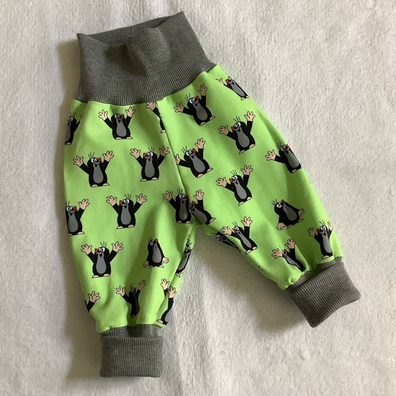 Pumphose Babyhose Kinderhose Kleiner Pauli Maulwurf Krabbelhose Grün Sommer Mitwachshose Geschenk Mädchen Junge Hose Waldtiere von FrauMamaHaase