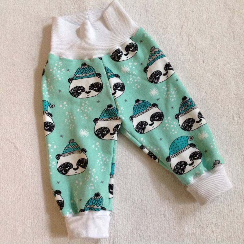 Pumphose Babyhose Winterpanda Mint Sweat Kinderhose Krabbelhose Geschenk Weihnachten von FrauMamaHaase