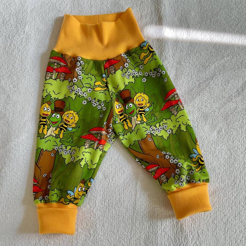 Pumphose Gr. 68 Babyhose Kinderhose Biene Maja Willi Flip Waldausflug Grün Mitwachshose Geschenk Geburt Taufe Sommer Herbst von FrauMamaHaase