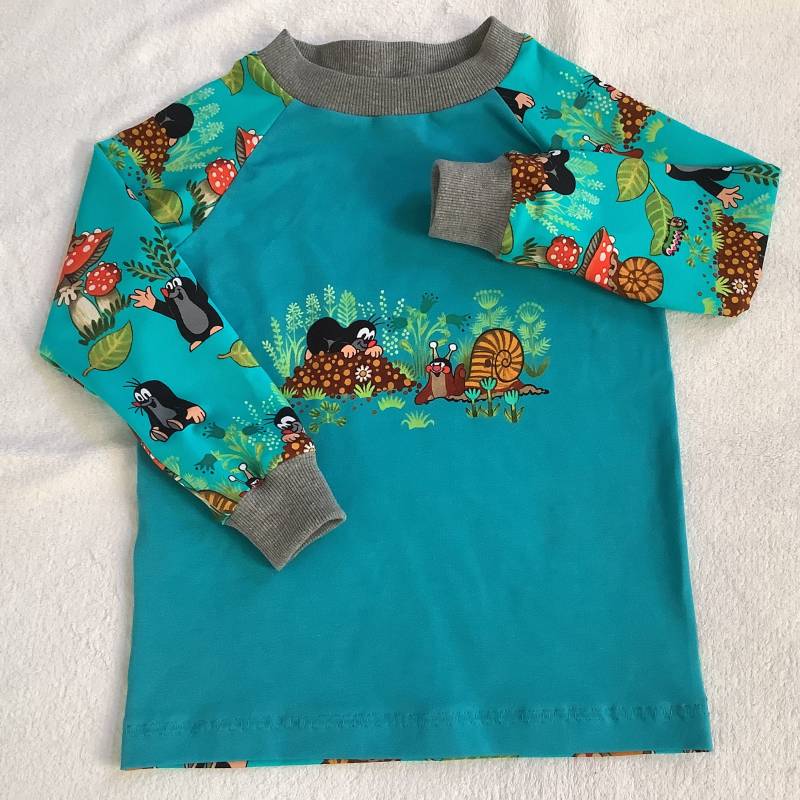 Shirt Kinder Maulwurf Und Schnecke Blau Petrol Longsleeve Kindershirt Geschenk Junge Mädchen Herbst Winter Kinderkleidung von FrauMamaHaase