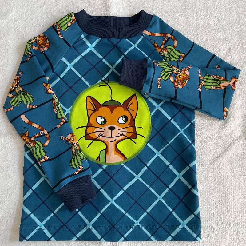 Sweatshirt Kinder "Findus" Frühling 2 Bilder Blau Grün Muklas Kindershirt Winter Longsleeve Pullover Geschenk Geburtstag von FrauMamaHaase