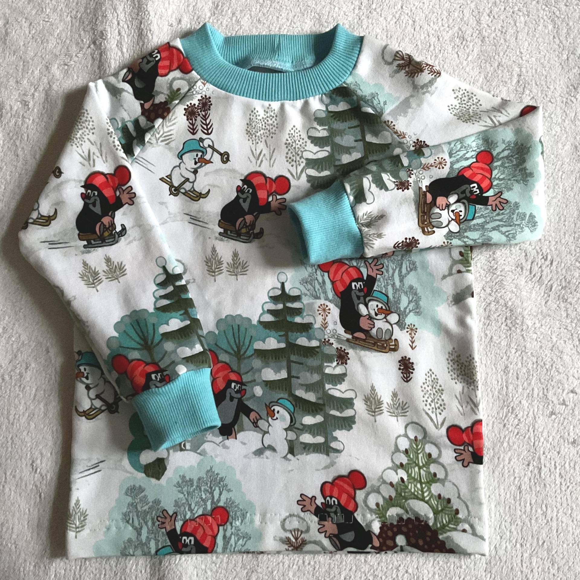 Sweatshirt La-Shirt "Pauli - Winterspaß" Maulwurf Kindershirt Longsleeve Geschenk Winter Kuschelsweat Weihnachten Unisex von FrauMamaHaase