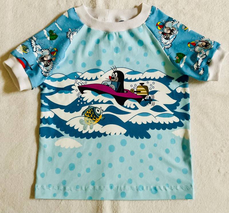 T-Shirt Gr. 104 Kinder Maulwurf Pauli Sommer Motorboot Streifen Blau Bunt Kindershirt Geschenk Junge Mädchen Kinderkleidung Geburtstag von FrauMamaHaase