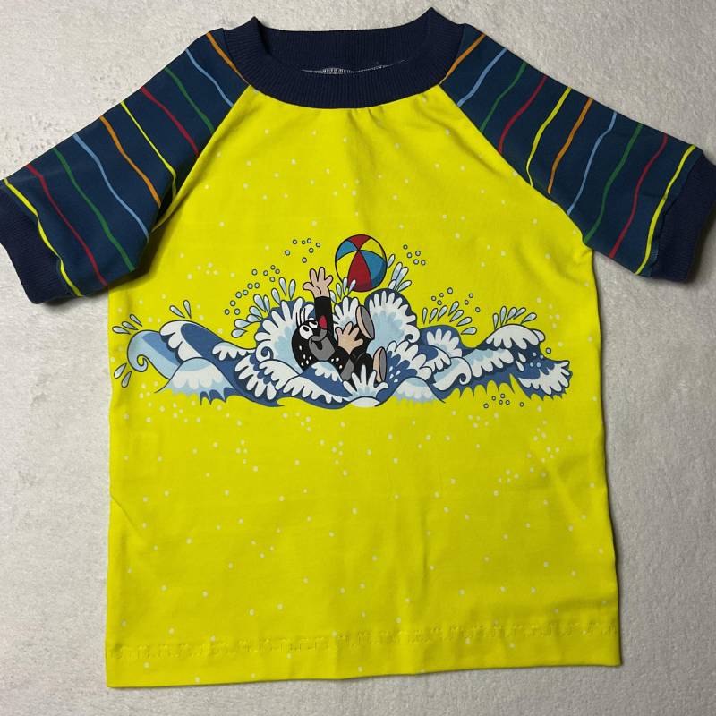 T-Shirt Gr. 104 Kinder Maulwurf Pauli Sommer Streifen Blau Bunt Kindershirt Geschenk Junge Mädchen Kinderkleidung Geburtstag von FrauMamaHaase