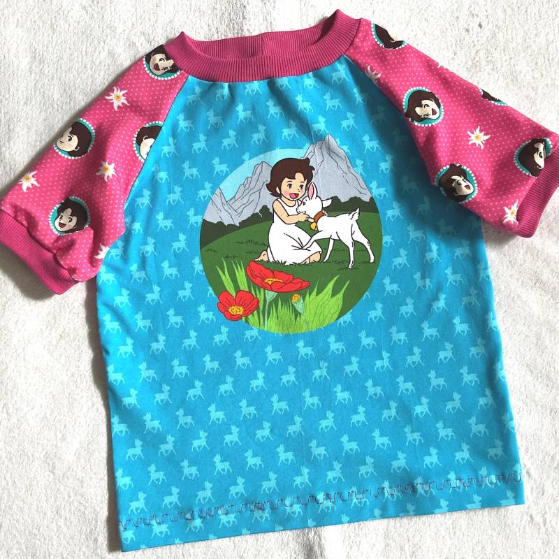 T-Shirt Gr. 110 "Heidi Und Zicklein" Dotties Pink Türkis Mädchen Geschenk Geburtstag Frühling Sommer von FrauMamaHaase