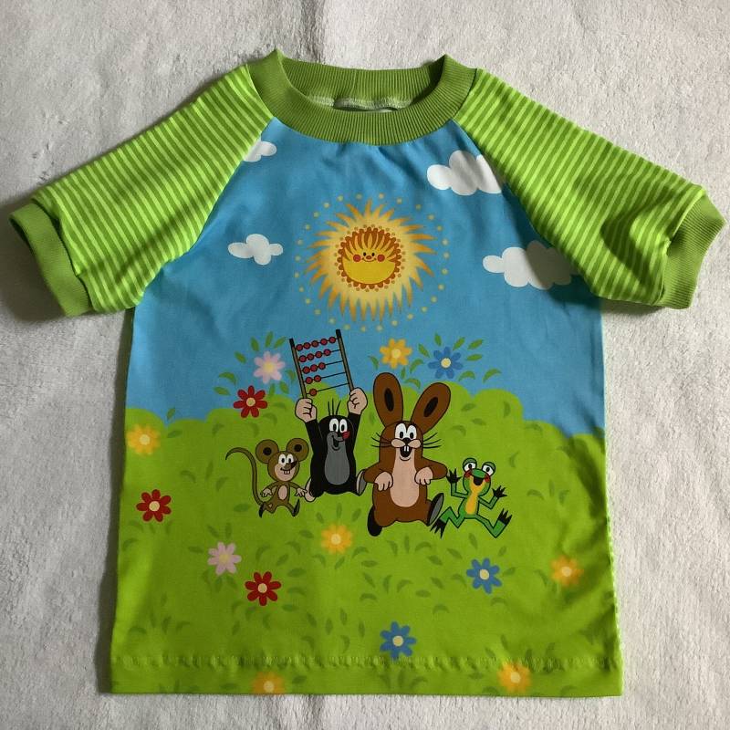 T-Shirt Kinder Maulwurf Pauli Sommer Kindershirt Geschenk Junge Mädchen Grün Streifen Kinderkleidung Geburtstag von FrauMamaHaase