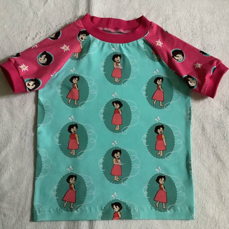 T-Shirt Kindershirt Gr. 122/128 "Heidi" Dotties Pink Nostalgie Punkte Mädchen Geschenk Geburtstag Frühling Sommer von FrauMamaHaase