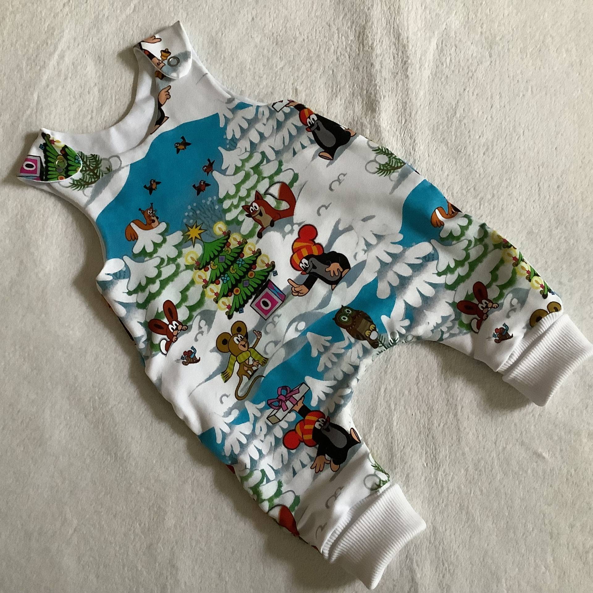 strampler Baby Gr. 62 "Pauli - Weiße Weihnachten" Jersey Babyhose Winter Blau Unisex Romper Einteiler Geschenk Geburt von FrauMamaHaase
