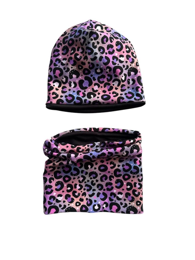 Beanie Und Loop Leo Lila Pink Beanie Und Loop Leo Lila Pink von FrauMooHandmade