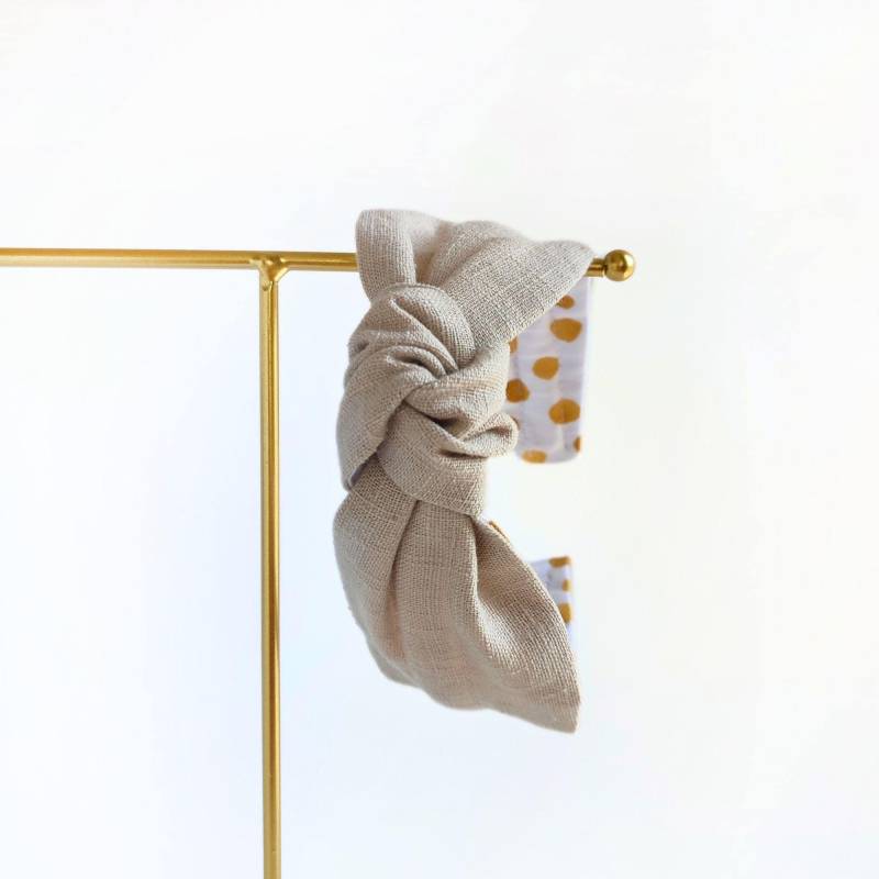 Haarreifen Kinder Mit Knoten - Leinen Haarband Boho Haarreif in Beige Geschenk Für Mädchen von FrauRosmarin