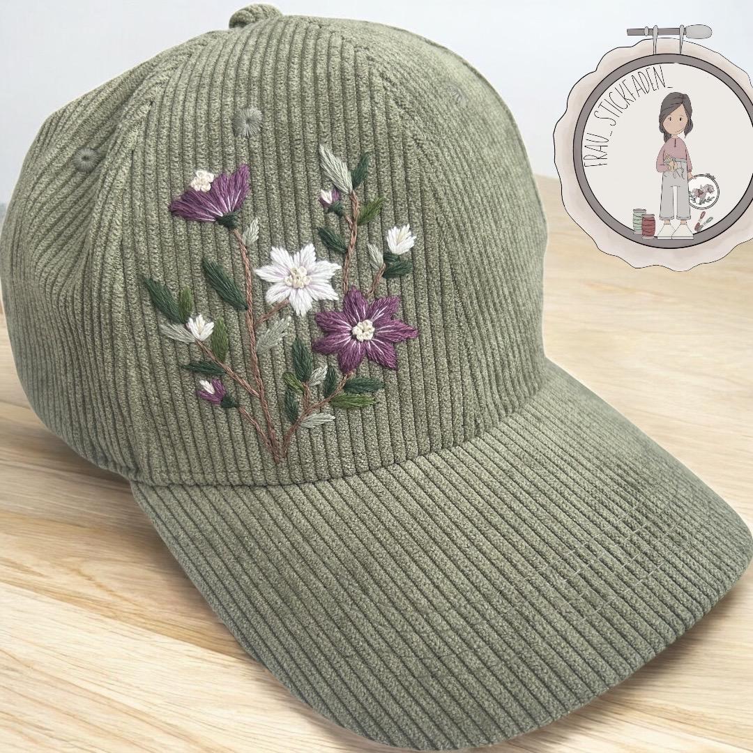 Besticktes Cord Cap | Olive Baseball Mit Blumenstickerei Damencap Herbstcap Cordmütze Bestickt| Handmade Geschenk Handbestickt Besticktes Cord Cap | Olive Baseball Mit Blumenstickerei Damencap Herbstcap Cordmütze Bestickt| Handmade Geschenk Handbestickt von FrauStickfaden