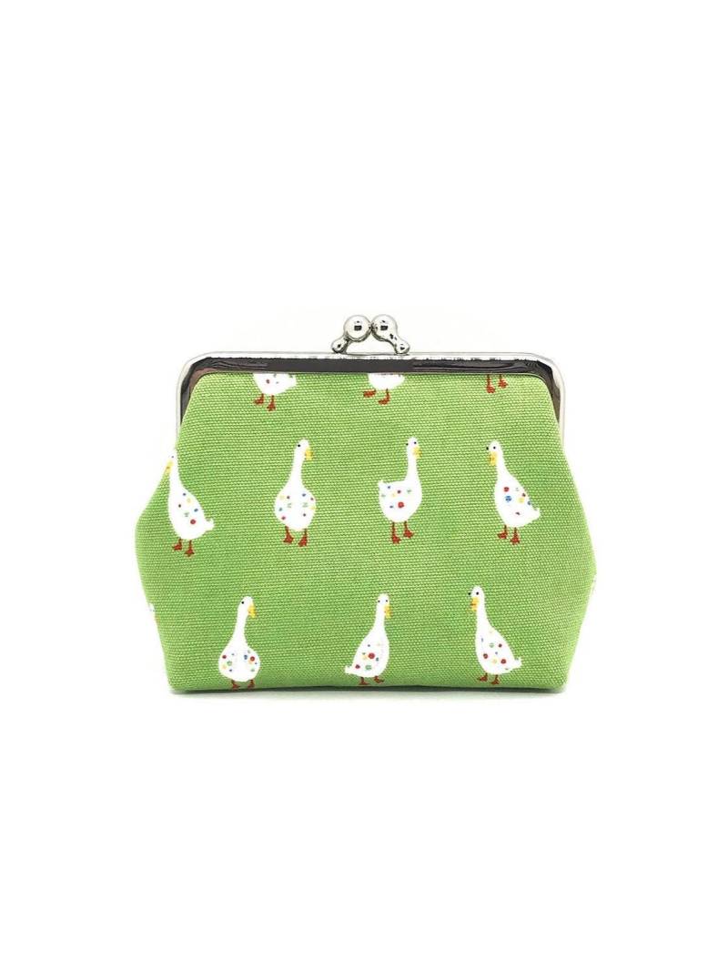Grüne Clipbörse Aus Baumwollstoffen, Bügeltasche Mit Kleinen Gänsen von FrauVulture